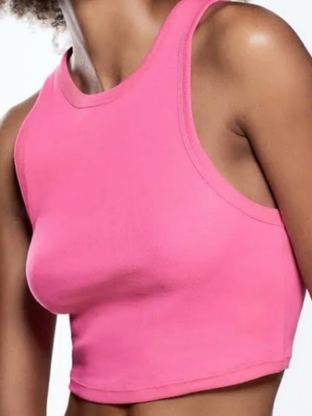Zara Pink Ribbed Cropped Tank - Picture 2 of 3